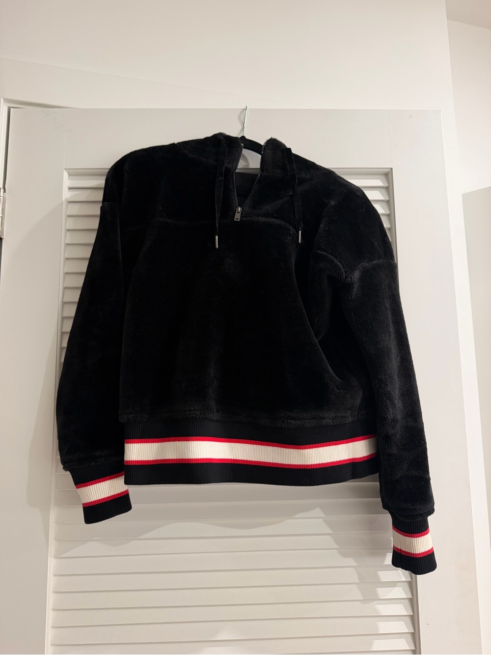 UGG Black Teddy Jacket with Red and White Trim